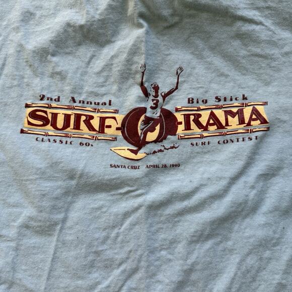 Vintage 1990 Big Stick Surf-O-Rama Contest T-Shirt Santa Cruz Sz XL - Picture 4 of 8